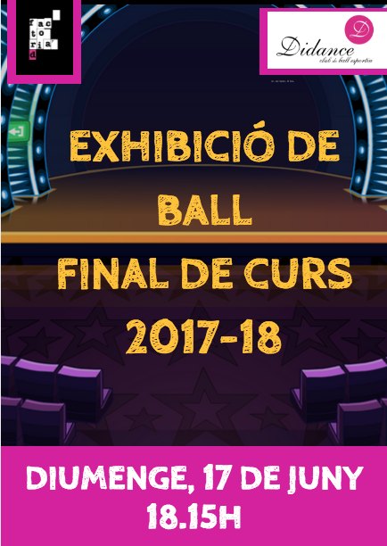 El proper diumenge, 17 de Juny... Exhibició final de curs peques 2017-18!!